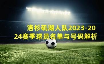 洛杉矶湖人队2023-2024赛季球员名单与号码解析